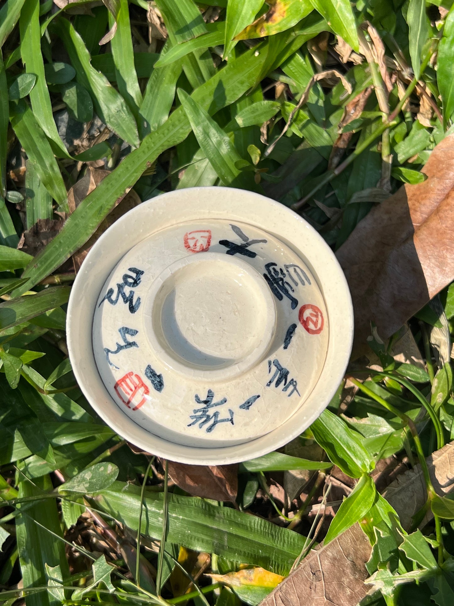 Handpainted Chinese Gongfu Tea Pattern White Fine Pottery Gaiwan Jingdezhen Master Pottery Artwork