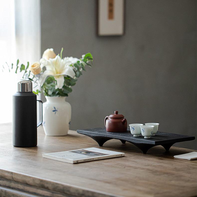 this is a walnut tea table. this is a solid wood tea tray tea boat.