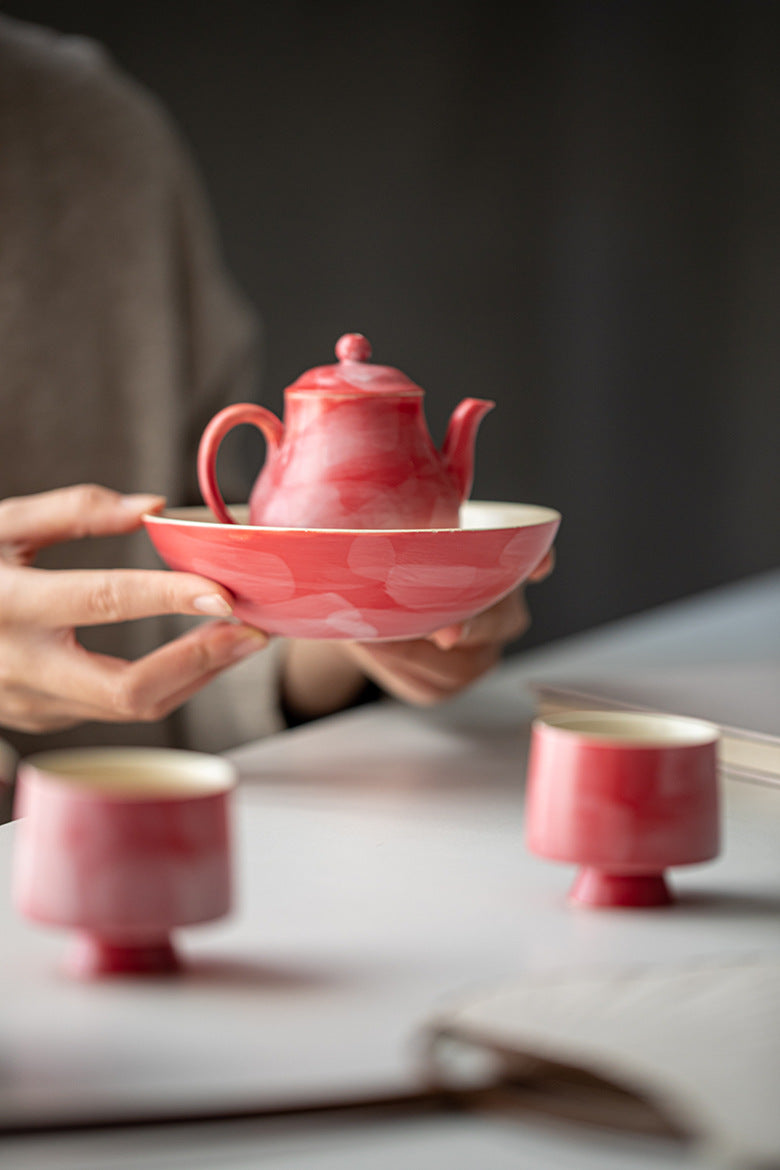 Handmade Raw Ore Tea Tray Handcrafted Chinese Master Pottery Ceramic Japanese Ceramic Tea Ceremony