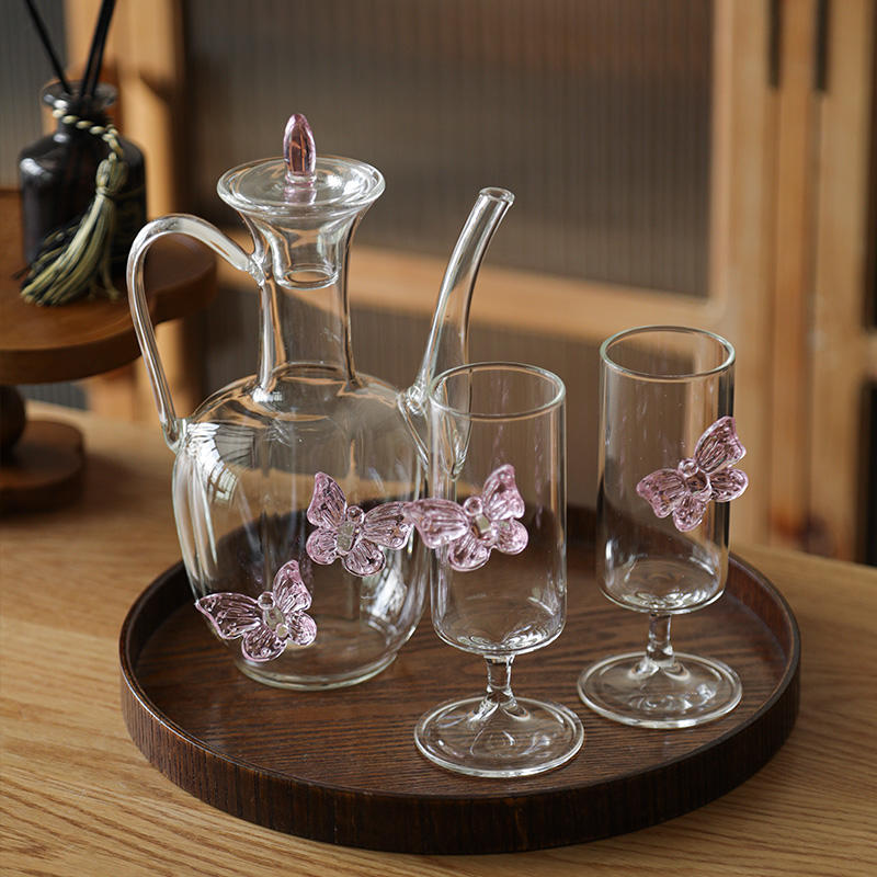 Chinese Antique Style Original Glass Brewing Teapot Set High Borosilicate Glass Butterfly Teapot