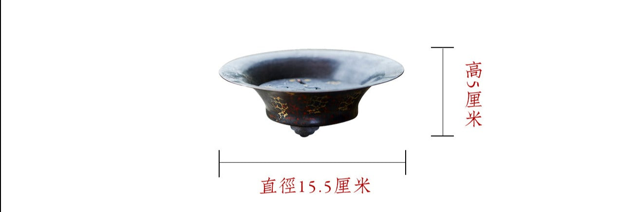 Silver GiltedTea Tray Copper Handforging High Feet Tea Boat Chaozhou Chinese Master Artwork Teapot Holder