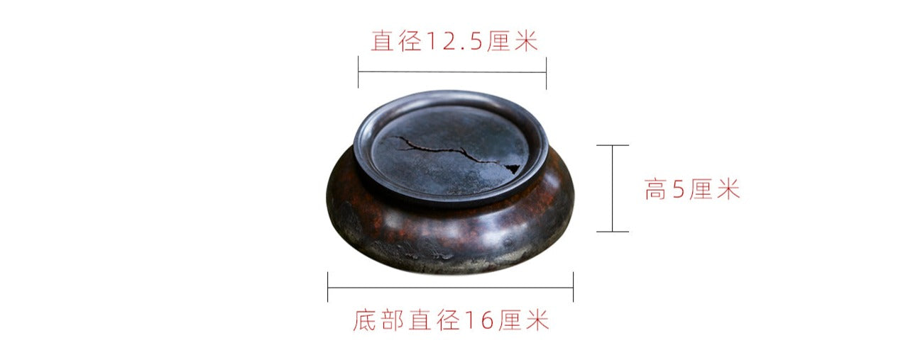 Tea Tray Purple Copper Handforging Tea Boat Chaozhou Chinese Master Artwork Teapot Holder Tea Boat