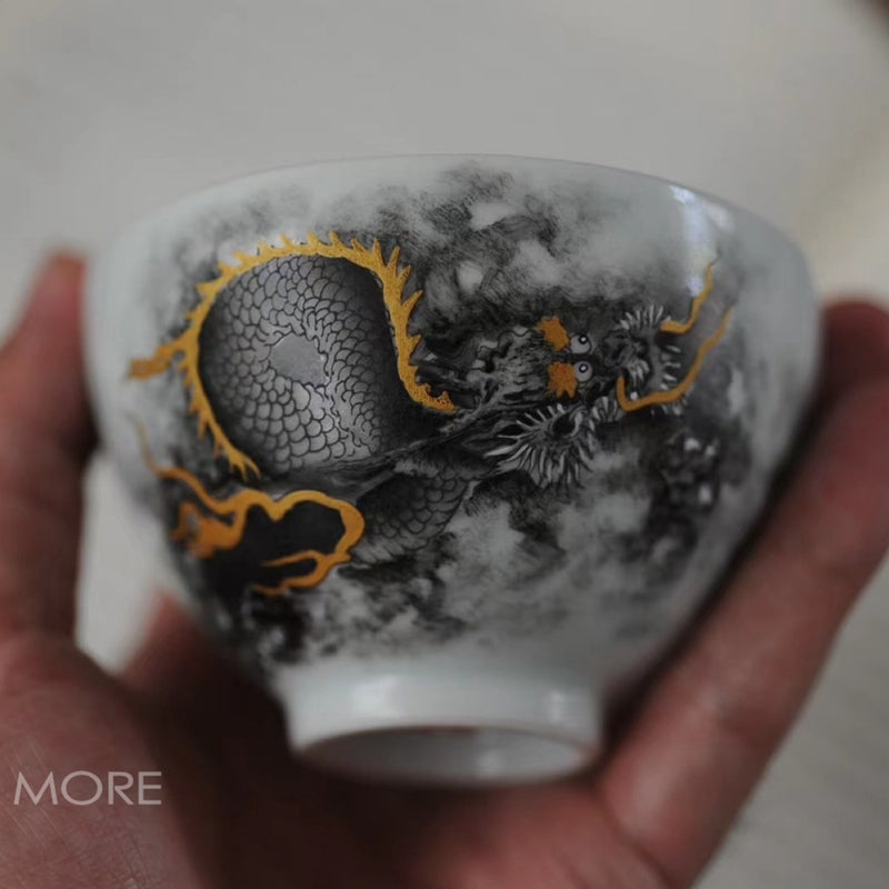 this is a Chinese Jingdezhen ceramic dragon teacup