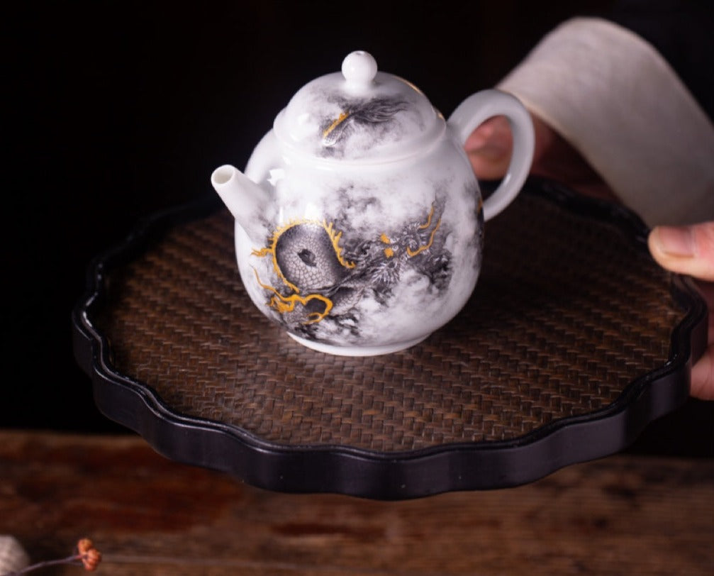 this is a Chinese Jingdezhen ceramic dragon teapot