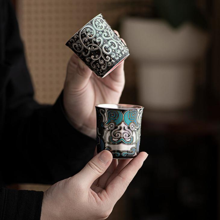 This is a gilded silver teacup. This is a ceramic teacup