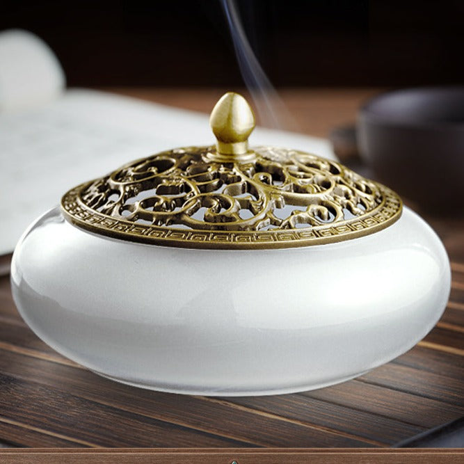 This is a colored glass liuli incense burner