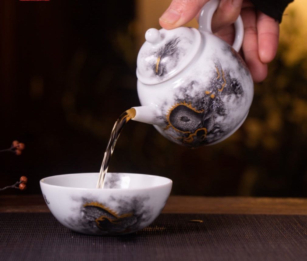 this is a Chinese Jingdezhen ceramic dragon teapot