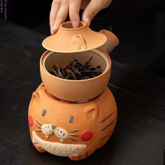 Japanese-Style Kettle Stove Set Handmade Charcoal Stove Set Chinese Master Pottery  Japanese Ceramic Tea Ceremony