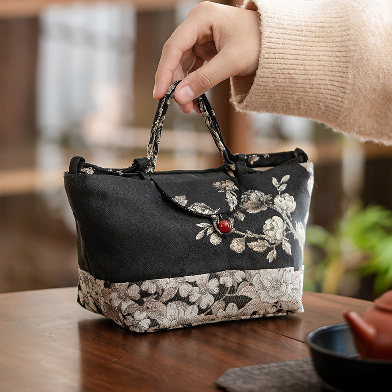 This is a brocade storage bag. this is a cloth tea bag