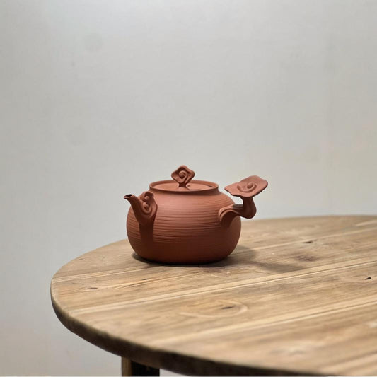 Chinese Chaozhou Kettle Handmade Red Clay Side Handle Kettle Original Handcrafted Shadiao Pottery