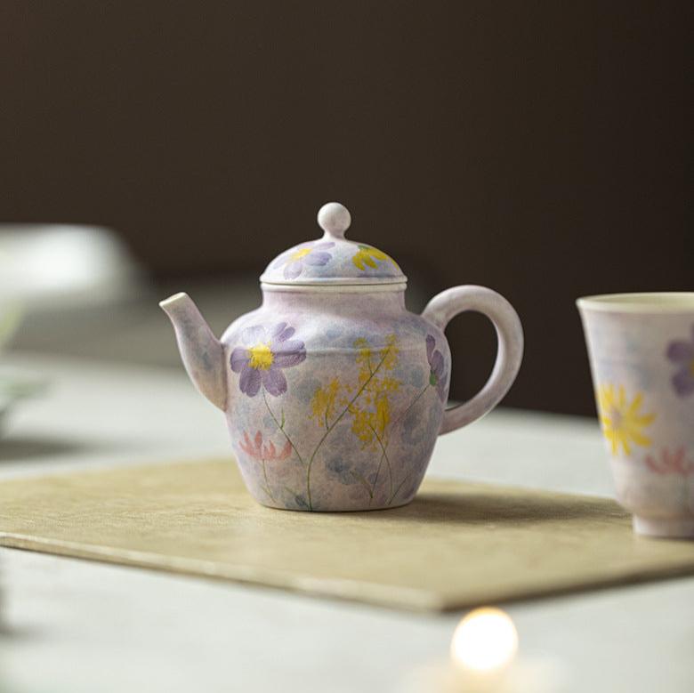 this is a purple ceramic teapot. this is Chinse kohiki teapot