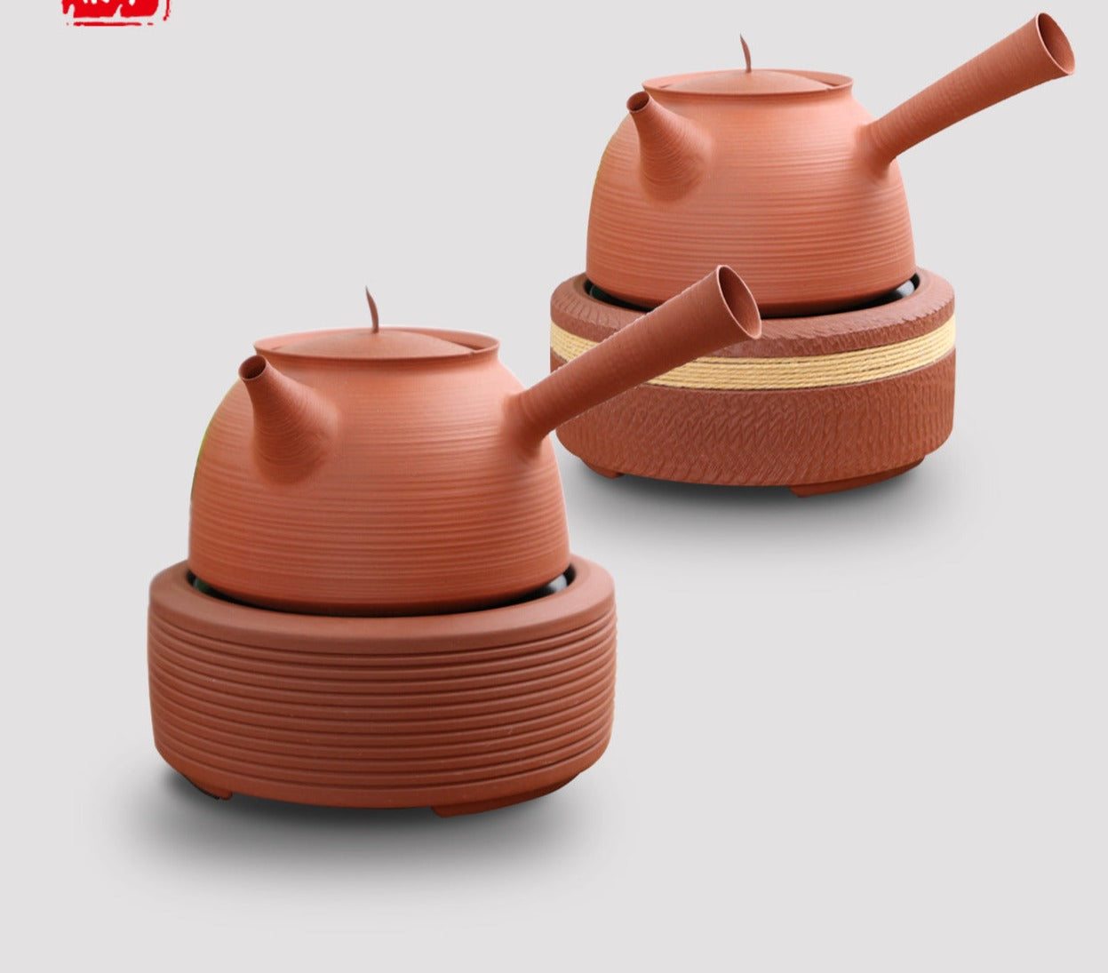 This is a pottery side handle kettle