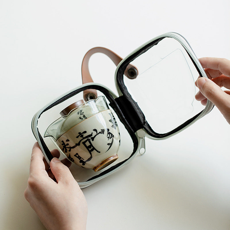 this is a ceramic teapot.this is a gaiwan travel set