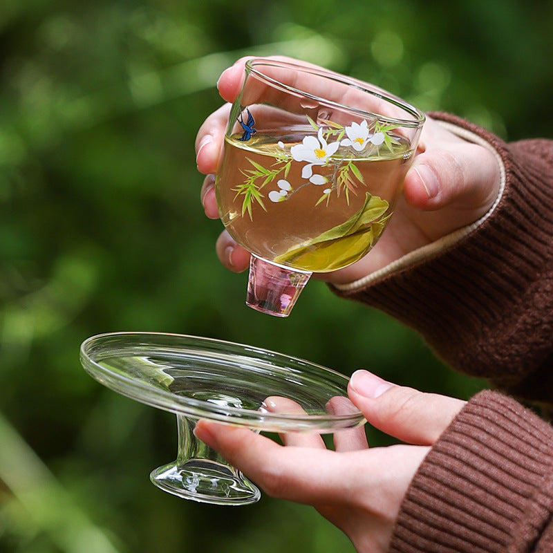 This is a glass teacup