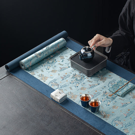 This is a silk brocade tea mat.this is a waterproof table cloth