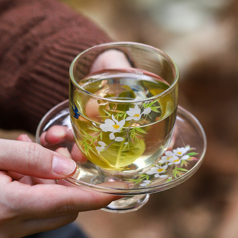 This is a glass teacup