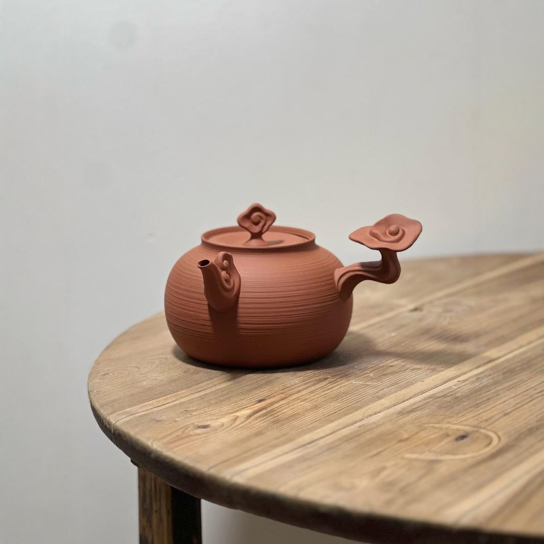 Chinese Chaozhou Kettle Handmade Red Clay Side Handle Kettle Original Handcrafted Shadiao Pottery