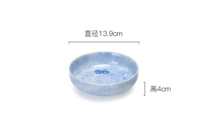 Chinese Handpainted Blue Cherry Blossoms Pattern Tea Tray Tea Boat Unique Original Ceramic Teapot Holder