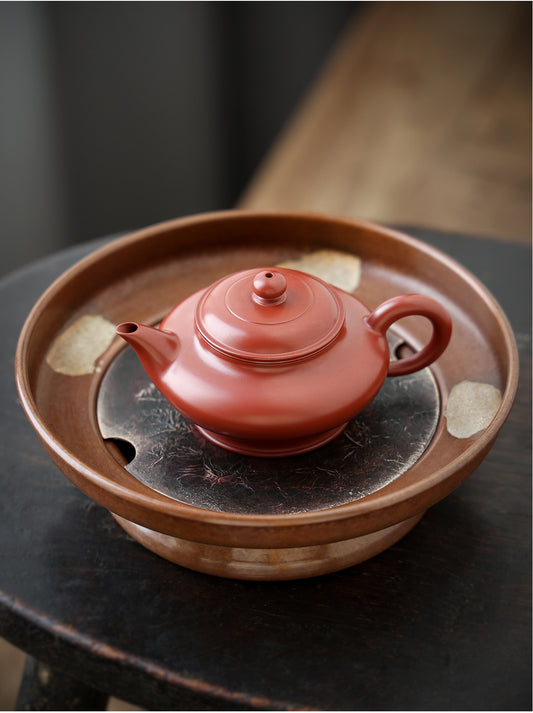 Tea Tray Original  Copper Handforging  Round Tea Boat Chaozhou Chinese Master Artwork Teapot Holder