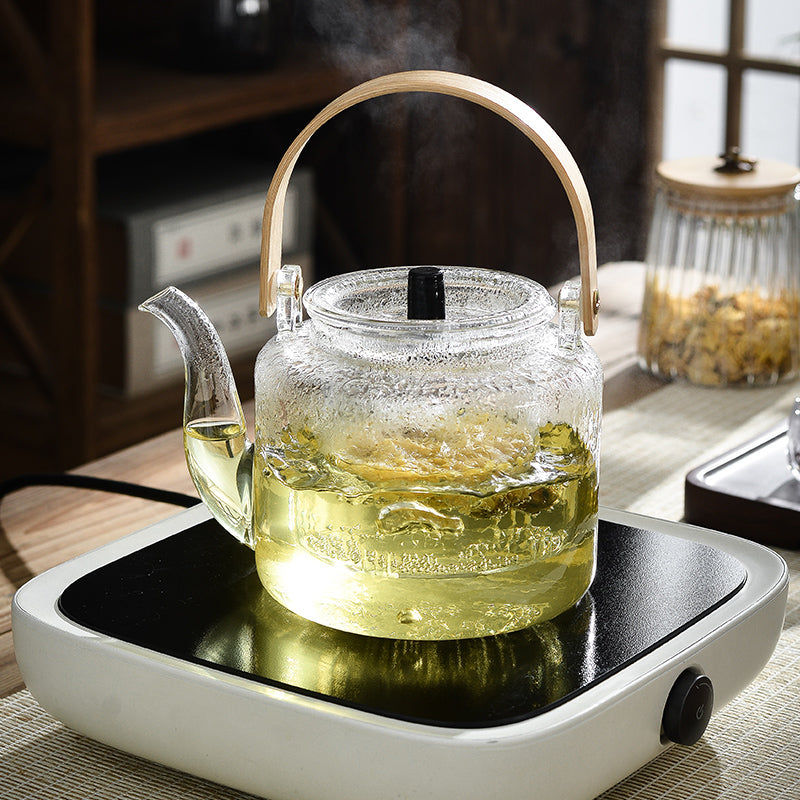 This is a glass teapot. This is a glass kettle