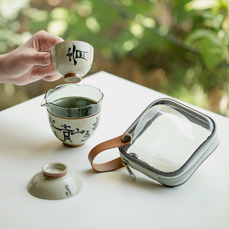 this is a ceramic teapot.this is a gaiwan travel set