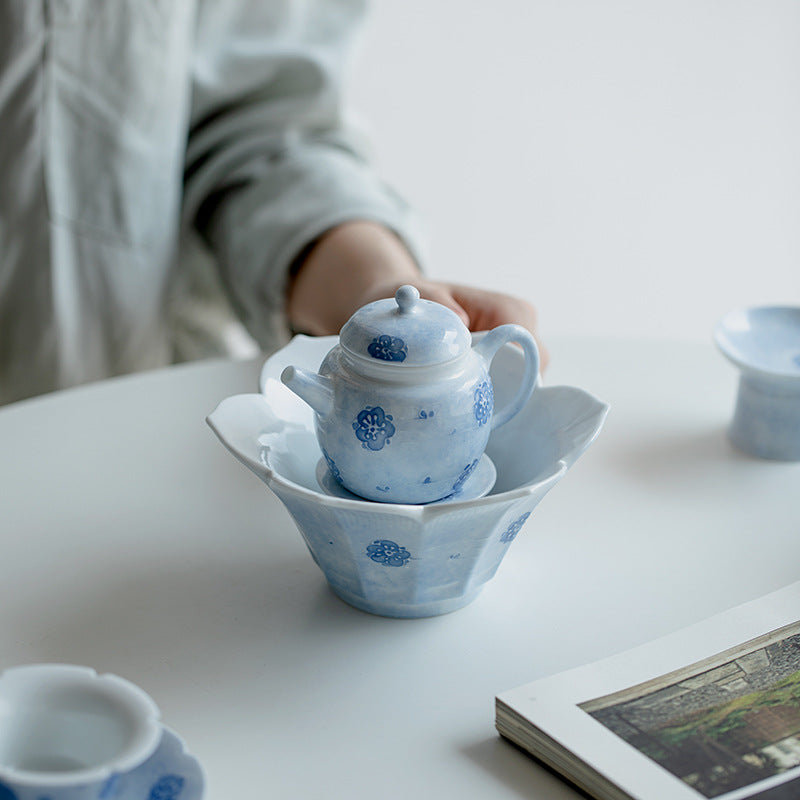 Chinese Jingdezhen Teapot Unique Original Handpainted Blue Flower Pattern Teaware Set Vintage Blue Teapot Chinese Master Porcelain Ceramic