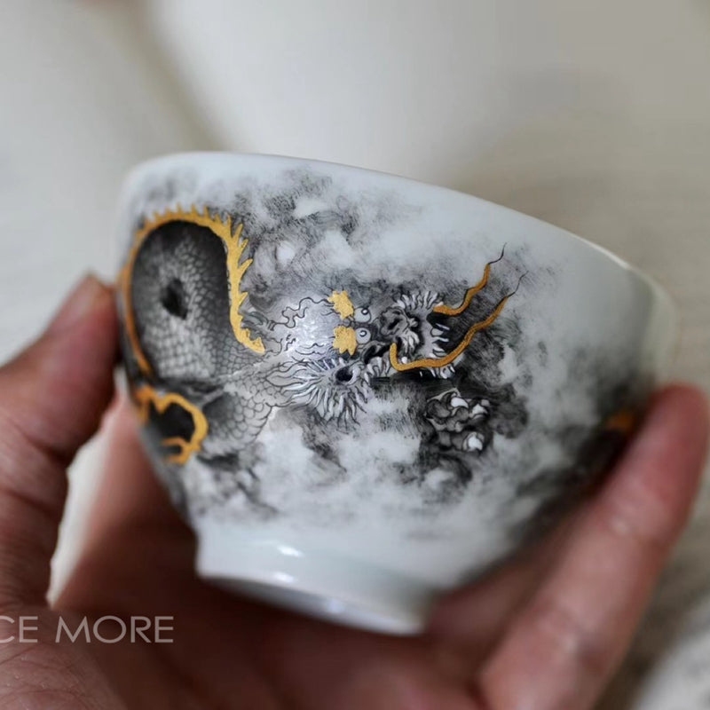 this is a Chinese Jingdezhen ceramic dragon teacup