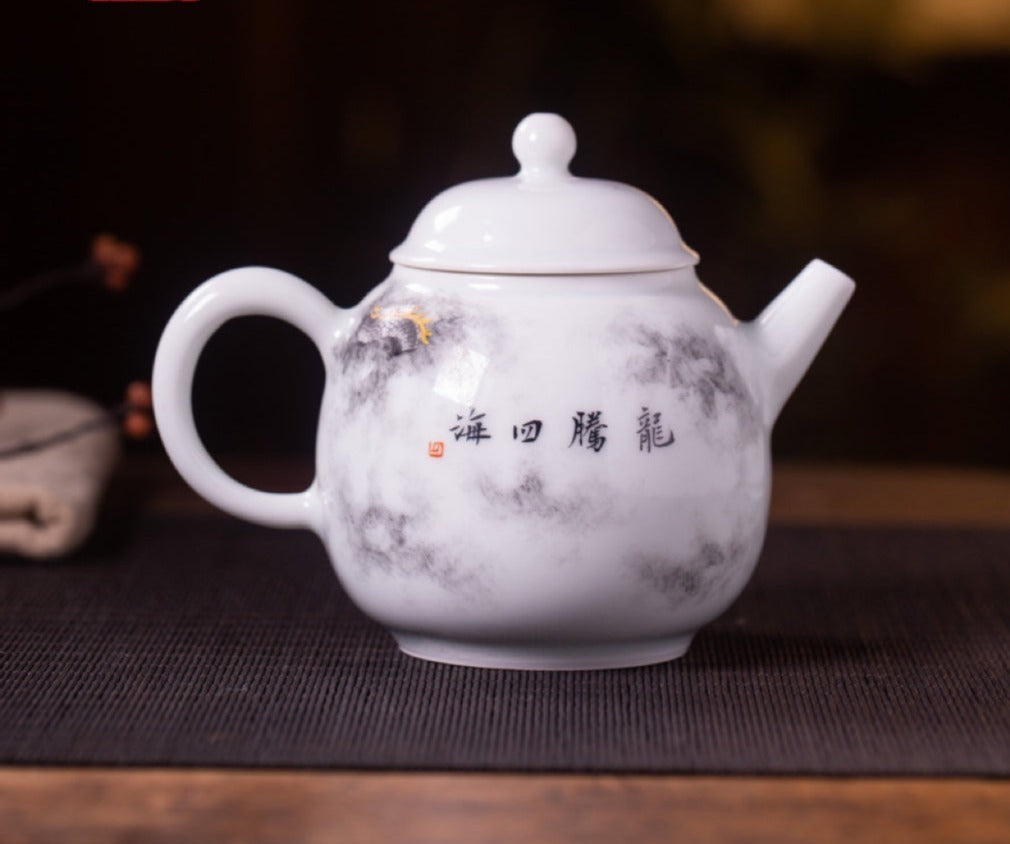 this is a Chinese Jingdezhen ceramic dragon teapot