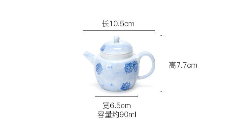 Chinese Jingdezhen Teapot Unique Original Handpainted Blue Flower Pattern Teaware Set Vintage Blue Teapot Chinese Master Porcelain Ceramic