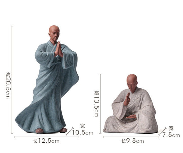 Chinese Yixing Clay Mini Monk Sculpture Tea Pets Zen Style