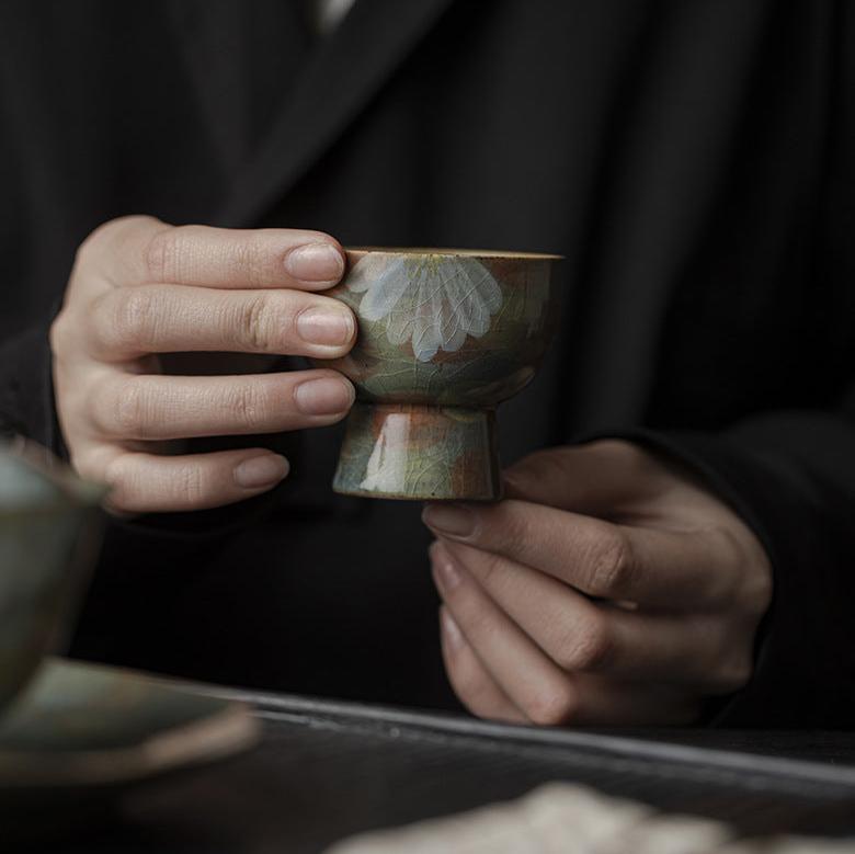 This is a ceramic teapot.this is an iced crackled teapot