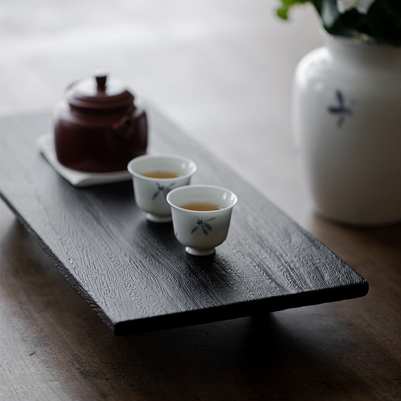 this is a walnut tea table. this is a solid wood tea tray tea boat.