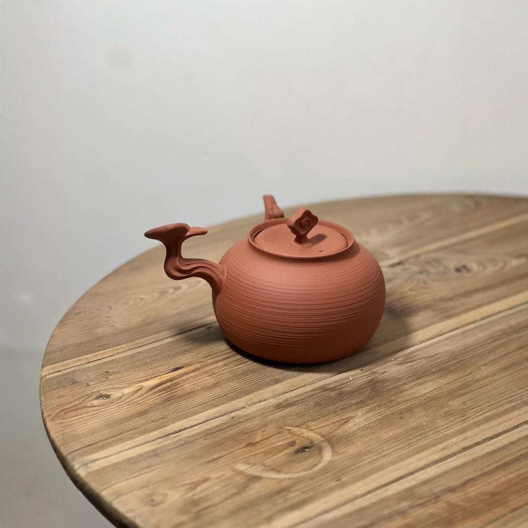 Chinese Chaozhou Kettle Handmade Red Clay Side Handle Kettle Original Handcrafted Shadiao Pottery