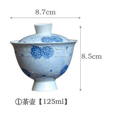 Chinese Handpainted Blue Cherry Blossoms Pattern Tea Tray Tea Boat Unique Original Ceramic Teapot Holder