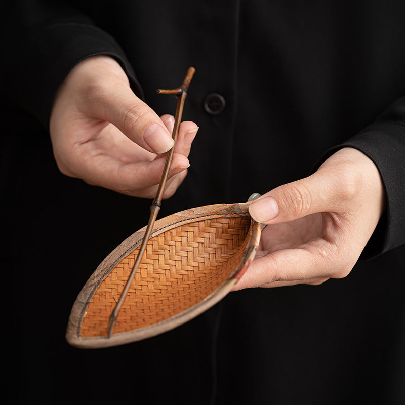 This is a bamboo weaving tea scoop