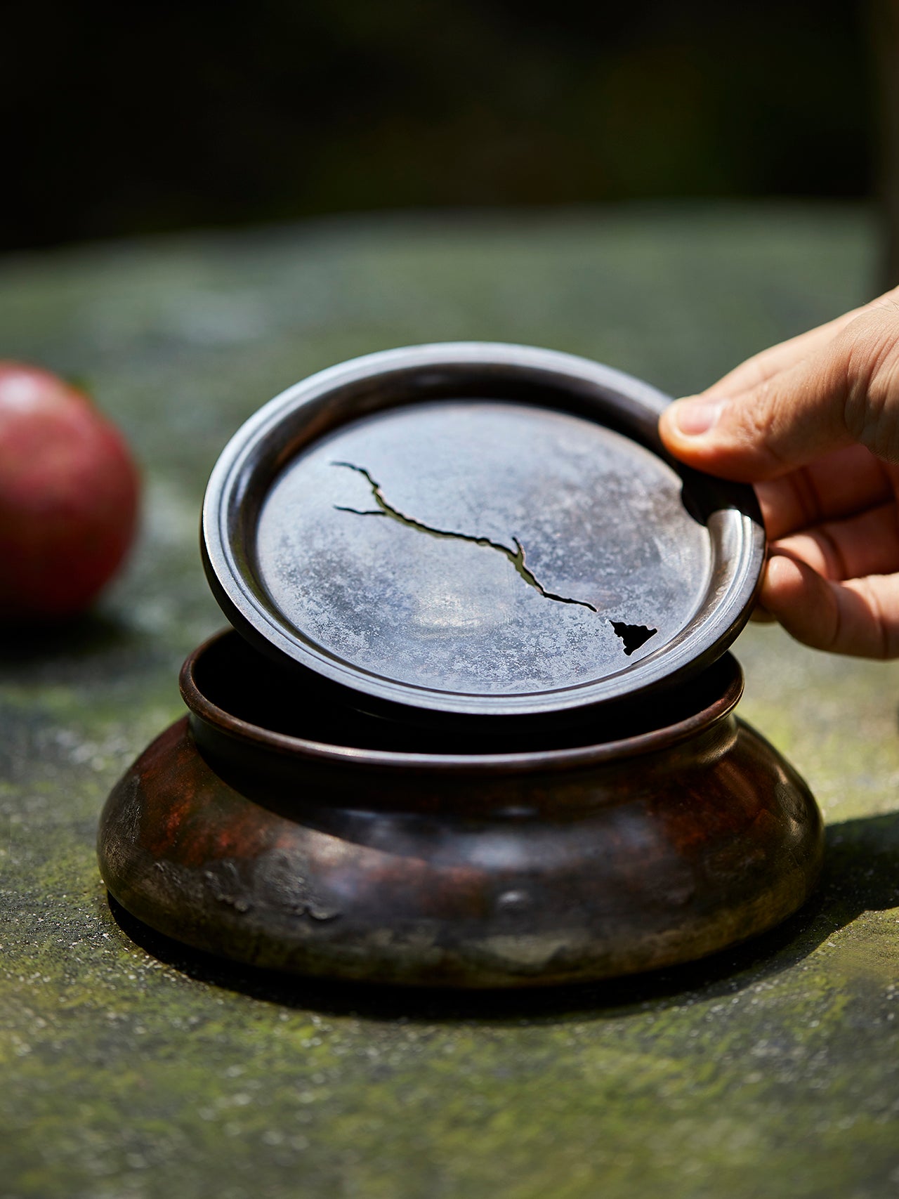 Tea Tray Purple Copper Handforging Tea Boat Chaozhou Chinese Master Artwork Teapot Holder Tea Boat