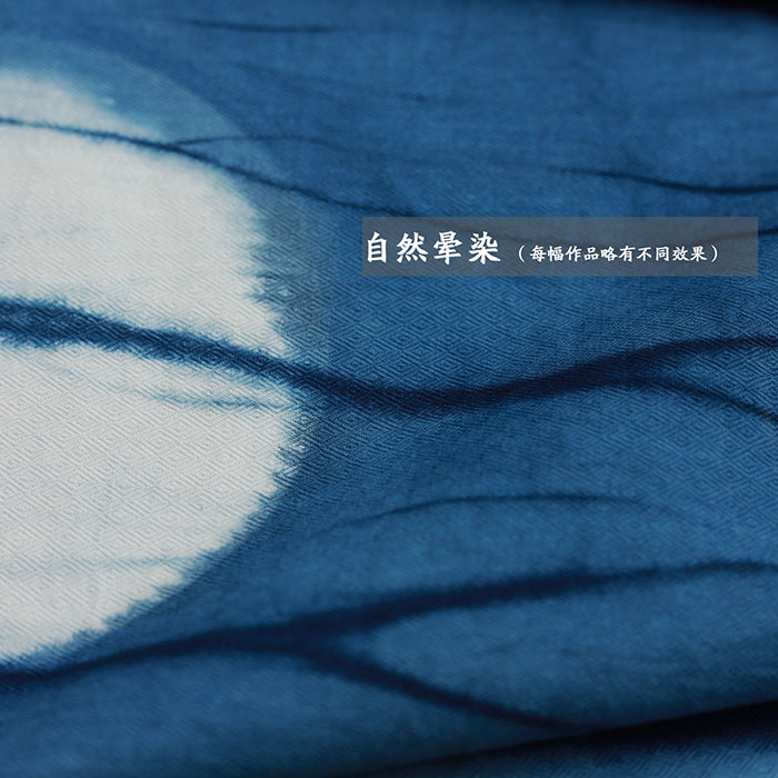 Plant Dyed Moonlight Wall Painting Chinese Hand Dyed Indigo Traditional Cloth Hanging Painting