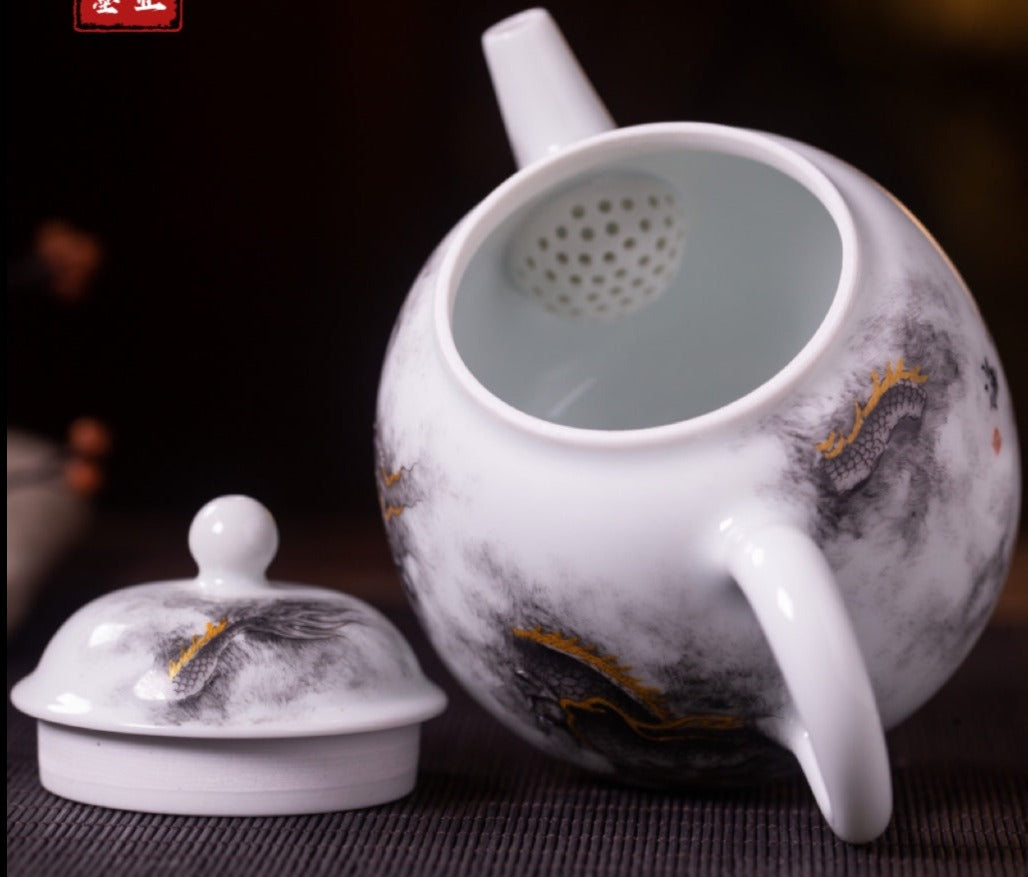 this is a Chinese Jingdezhen ceramic dragon teapot