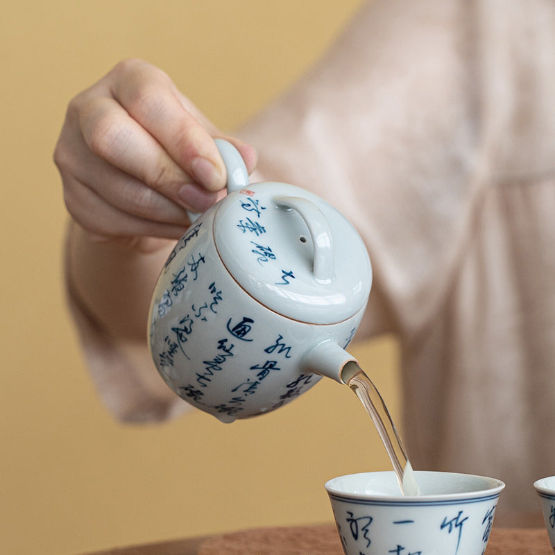 This is a ceramic teapot