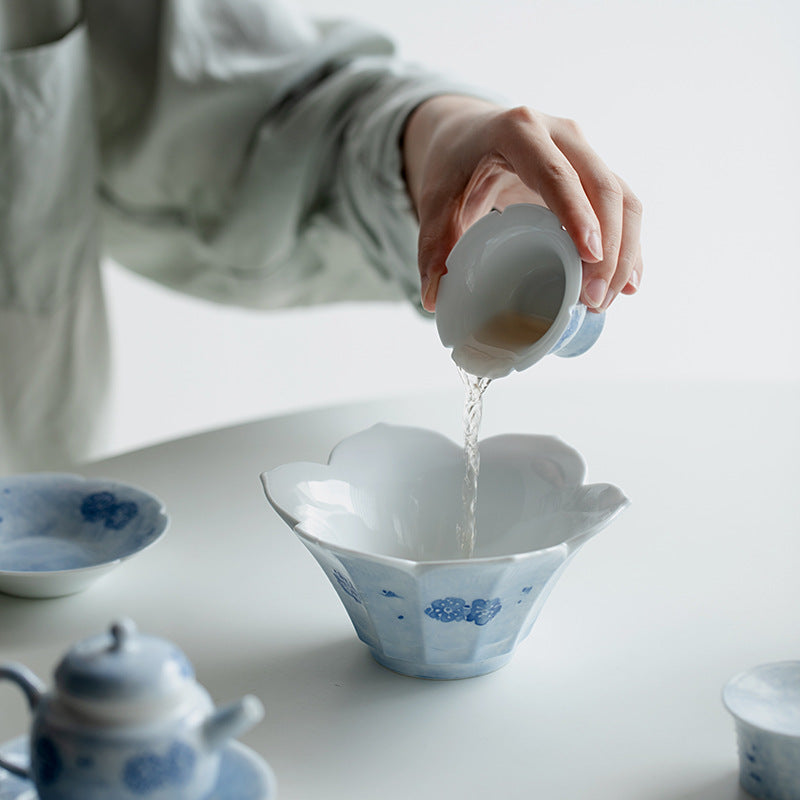 Chinese Jingdezhen Teapot Unique Original Handpainted Blue Flower Pattern Teaware Set Vintage Blue Teapot Chinese Master Porcelain Ceramic