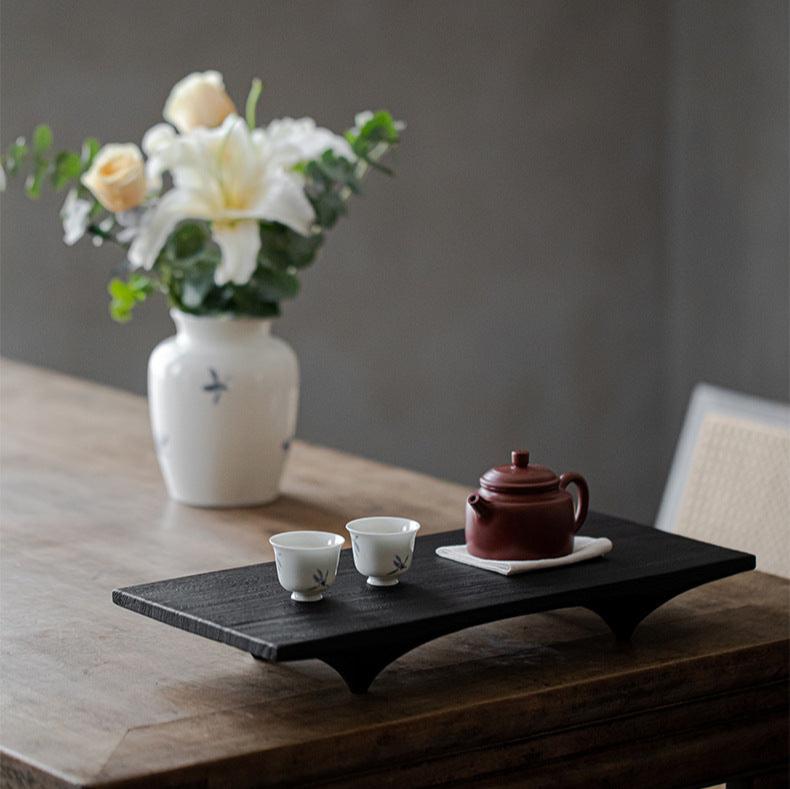 this is a walnut tea table. this is a solid wood tea tray tea boat.