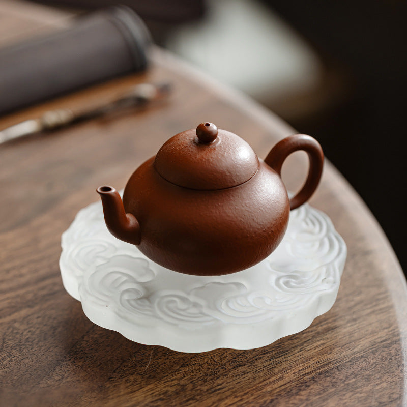 this is a frosted glass tea tray tea boat