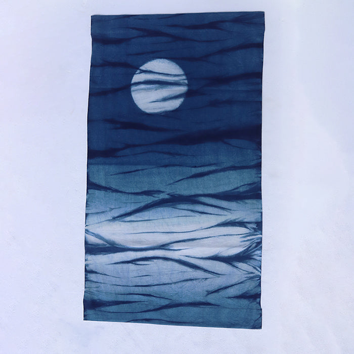 Plant Dyed Moonlight Wall Painting Chinese Hand Dyed Indigo Traditional Cloth Hanging Painting