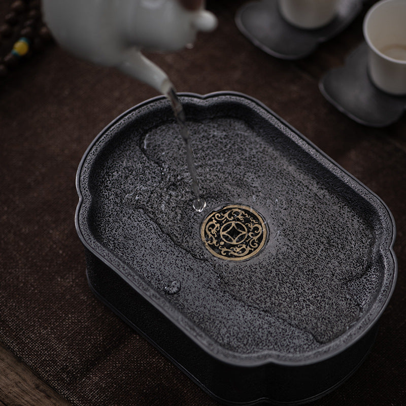 Handforging Pure Tin Tea Tray Tea Boat Artwork Chinese Antique Style Tea Boat Tea Tray Gongfu Tray