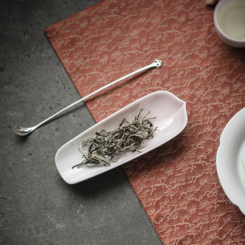 Handmade Gradient Pink Flower Ceramic Tea Scoop Chinese Tea Spoon Original