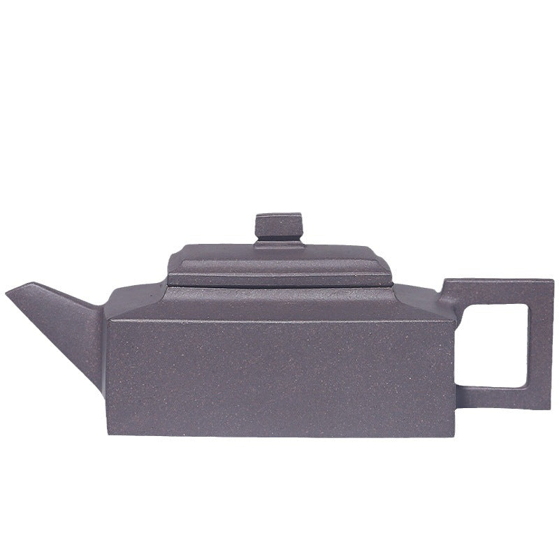 Handcrafted Original Design Chinese Yixing Zisha Purple Mud Square Teapot Artwork Black Teapot