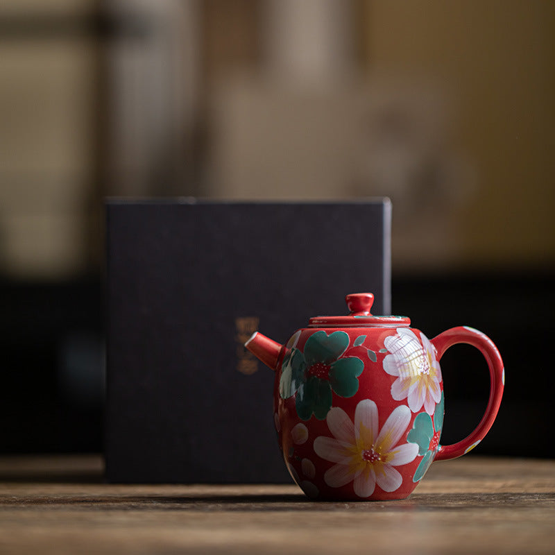 this is a ceramic teapot. this is a red teapot