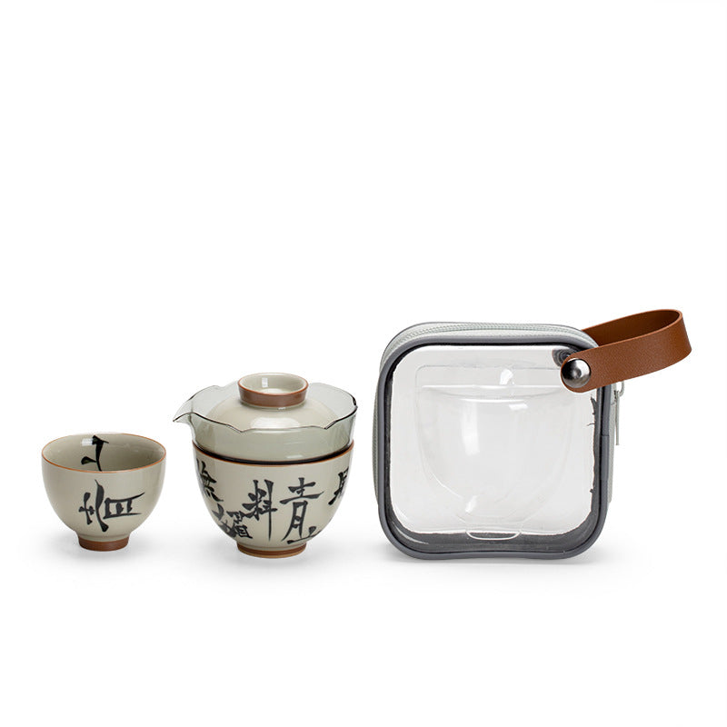 this is a ceramic teapot.this is a gaiwan travel set