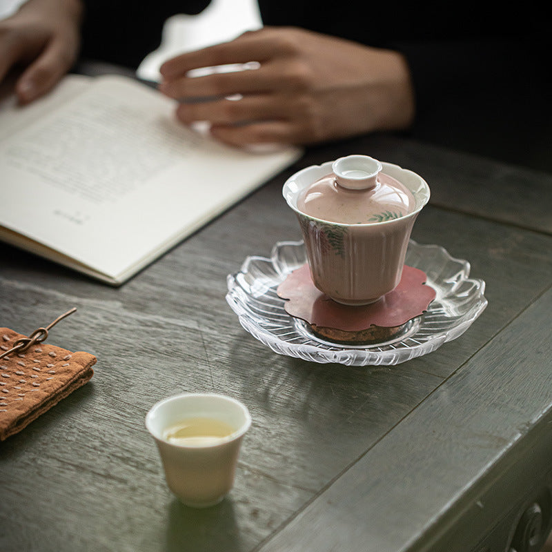 Tea Tray Handmade Glass Teapot Holder Dry Tea Tray Tea Boat