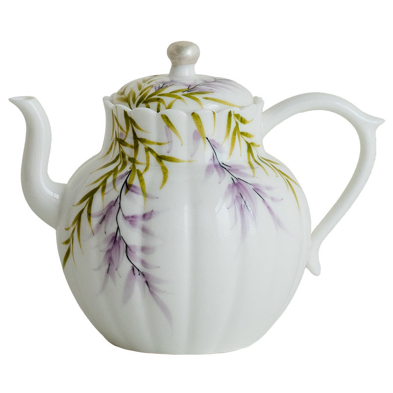 Handpainted Purple Wisteria Flower Pattern Teapot Vintage Teapot Chinese Master Porcelain Ceramic